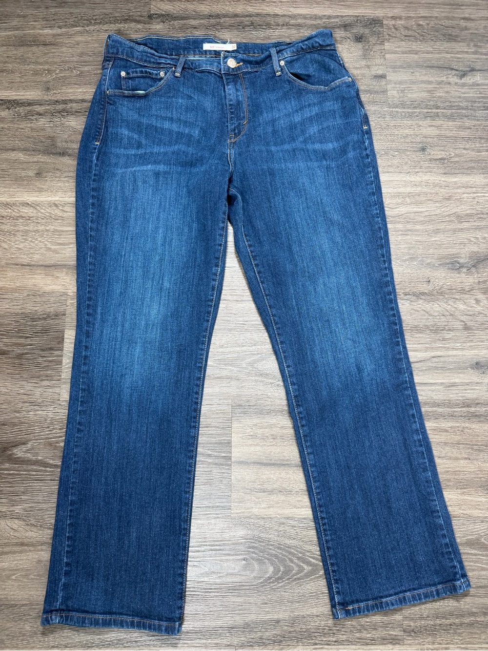 Levi's 505 Straight Jeans Womens 14 Short W32 L30 Dark Wash Stretch Denim